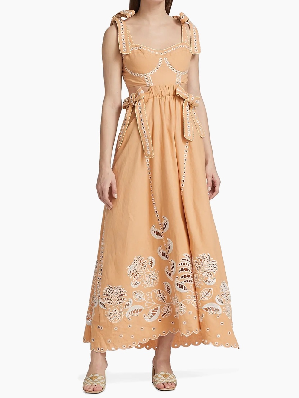 FARM Rio Peach Eyelet-Trim Maxi Dress - Picture 2 of 11